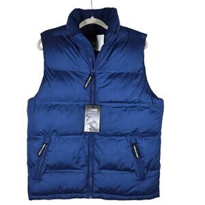 American Eagle Puffer Vest Mens Small NEW Blue Sherpa Water Resistant